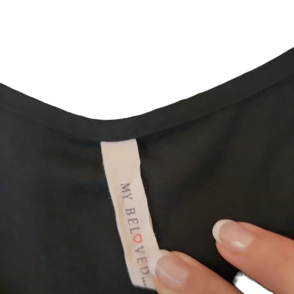 My Beloved Dress Black White Midi Lace Trim Sleeveless Sz Medium - Picture 5 of 6